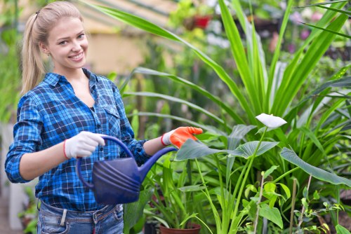 Garden maintenance site with controlled work area